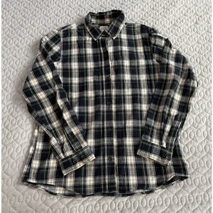 Women’s LL Bean Lightweight Button Down Plaid Flannel Shirt Small